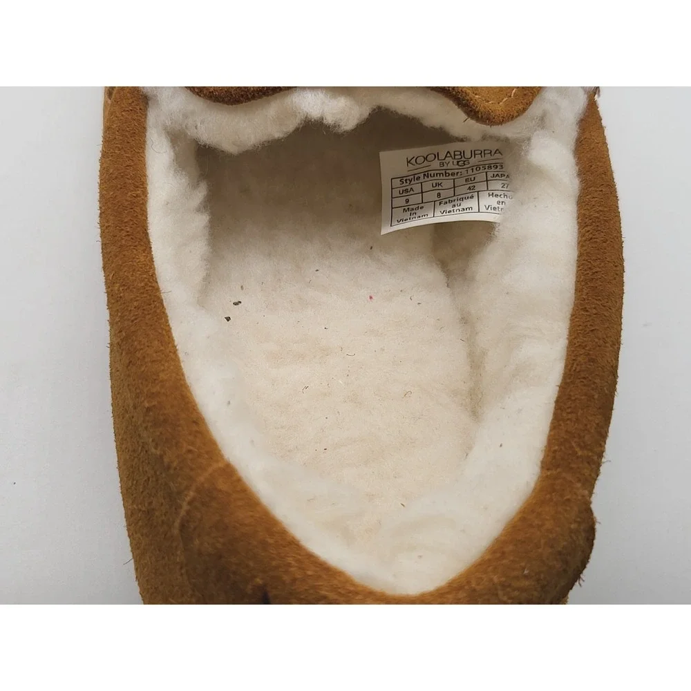 Koolaburra By UGG Tipton‎ Mens 9 Chestnut Suede Moc Slippers Lined 1105893